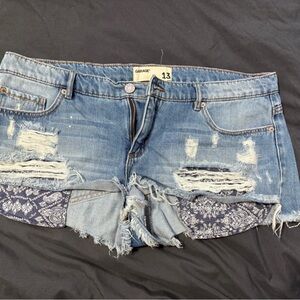 Blue Denim Distressed Shorts